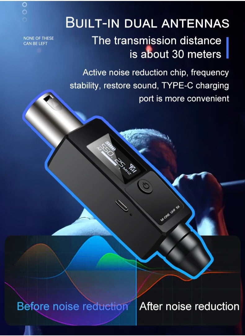 Generic VK-38 UHF Wireless Microphone Converter, XLR Transmitter And Receiver for Dynamic Microphone Guitar Receiver Transmission Adapter  - Image 5