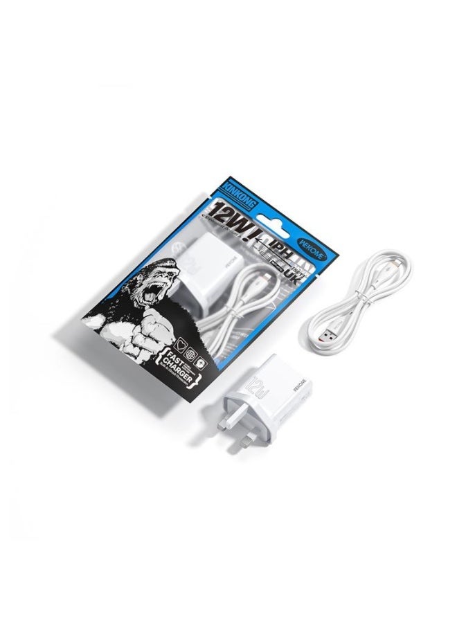WEKOME WK WP-U76 Kinkong 12W USB Charger Set - UK Plug - With Type-C Cable - Image 3