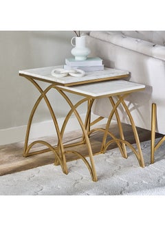 Rosalia Genuine Marble Top Nest of Tables - Set of 2