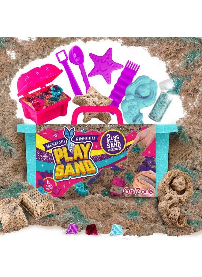 GirlZone - Mermaid Treasures Play Sand Kit 2Lbs Of Magic Sand For Kids Kit With Gems Carry Case And More Kids Toys For Playdates And Great Gift Idea - Image 1