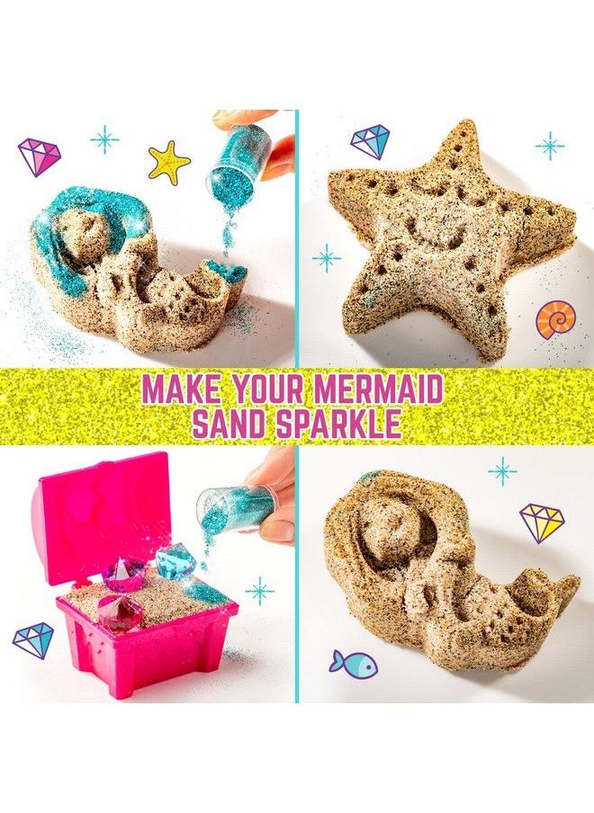 GirlZone - Mermaid Treasures Play Sand Kit 2Lbs Of Magic Sand For Kids Kit With Gems Carry Case And More Kids Toys For Playdates And Great Gift Idea - Image 1