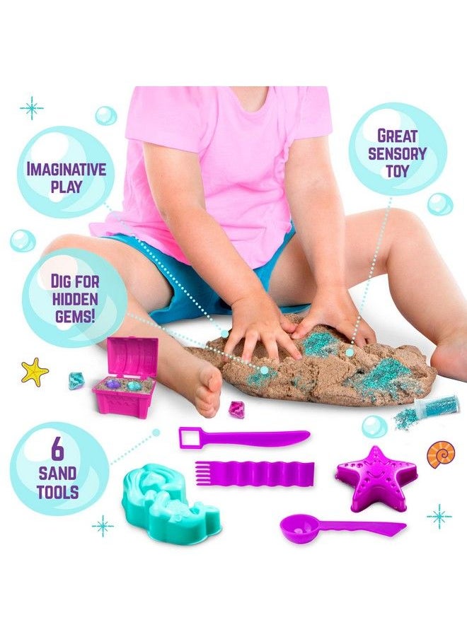 GirlZone - Mermaid Treasures Play Sand Kit 2Lbs Of Magic Sand For Kids Kit With Gems Carry Case And More Kids Toys For Playdates And Great Gift Idea - Image 1