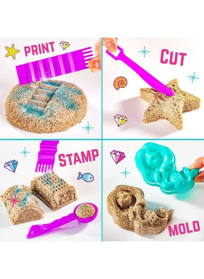 GirlZone - Mermaid Treasures Play Sand Kit 2Lbs Of Magic Sand For Kids Kit With Gems Carry Case And More Kids Toys For Playdates And Great Gift Idea - Image 1