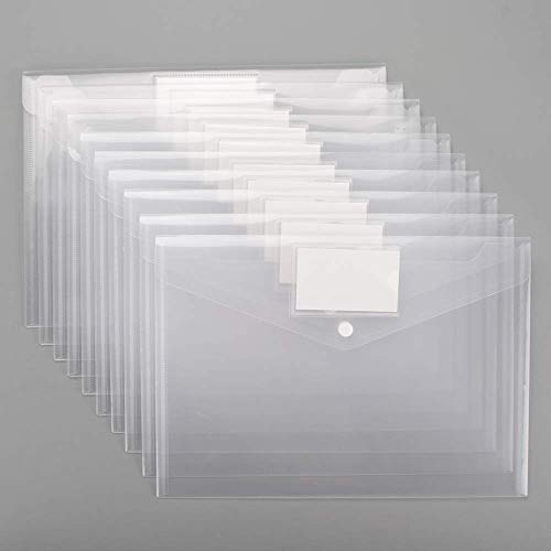 GreatDio® A4 Document File Clear Bag, Transparent Envelope Holder Storage Case, Organizer, Clear Plastic Container for Papers, Stationery -10 Pack - Image 3