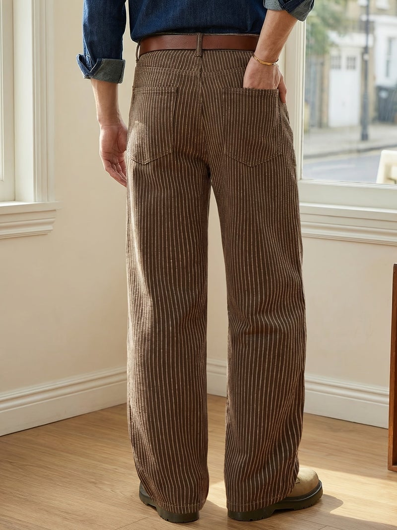 Of Men's Smart Casual Brown Loose Wide Leg Denim Pants Western Cowboy Office Daily Commutes Men Vintage Korean Ins Style Baggy Comfortable Jeans Festival Gift All Season Unisex - Image 5