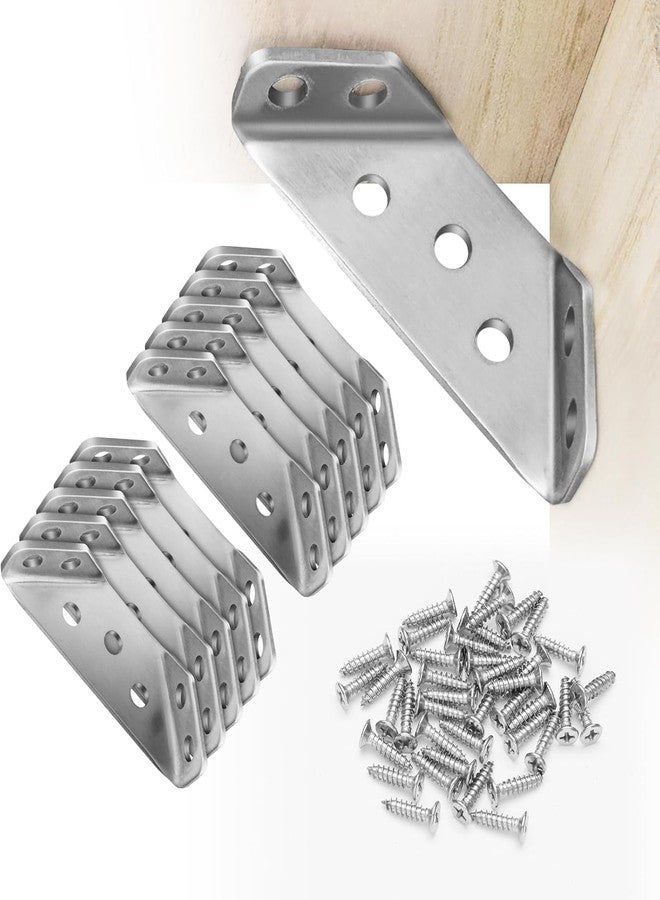 Woffely Premium Stainless Steel Corner Connector Bracket with Screws | Heavy-Duty L Shape Angle Support for Furniture, Shelves & Cabinets (Pack of 4) - Image 1