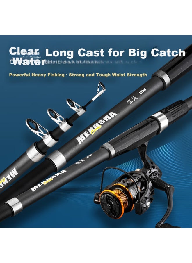 Clear Water Qingshui Mighty Shark Sea Fishing Rod Set Long Casting High Carbon Ultra-light Ultra-hard Sea Rod Full Set Sea Fishing Rod - Image 1