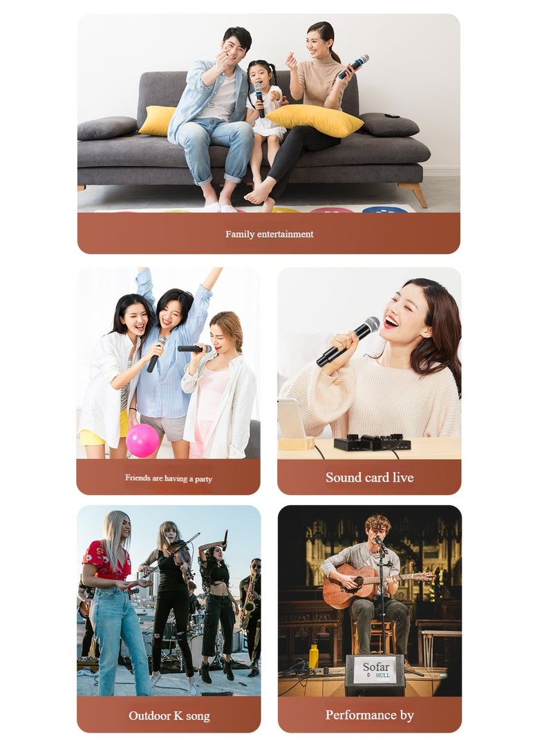 2 Pack Wireless Microphone, 8 hours of battery life，Universal Handheld Karaoke Mic Speaker, Outdoor Indoor Cordless Microphone System with USB Receiver for Singing,Karaoke,Speech,Wedding - Image 4