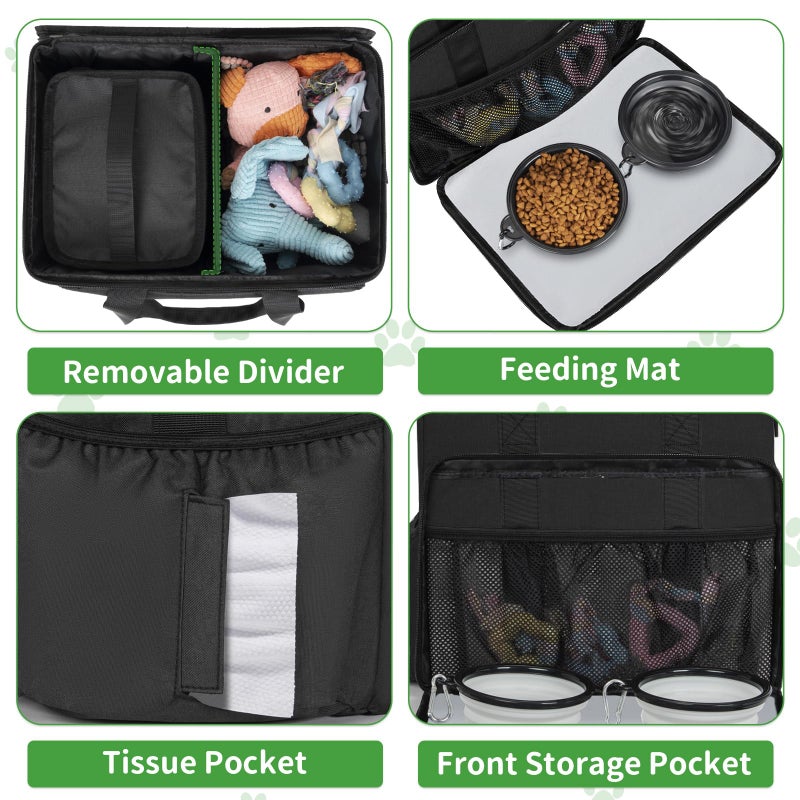 TORIBIO Dog Travel Bag,Large Pet Travel Bag for Supplies with 2 Food Container and Collapsible Bowls,Dog Travel Supplies Organizer Kit for Weekend,Road Trips,Camping - Image 4