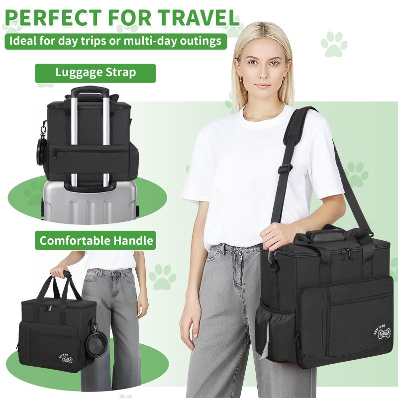 TORIBIO Dog Travel Bag,Large Pet Travel Bag for Supplies with 2 Food Container and Collapsible Bowls,Dog Travel Supplies Organizer Kit for Weekend,Road Trips,Camping - Image 5