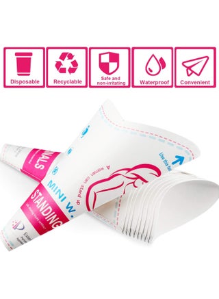 20Pcs Disposable Female Urination Device Portable Lightweight Women Urinal Funnel Outside Standing Pee Cup Waterproof Paper Standing Urinary Funnel for Camping, Hiking, Pregnant - view 5