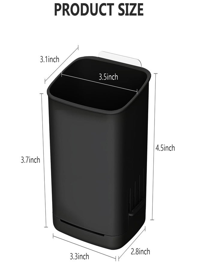 SIBRANT 2 Pack Wall Mounted Toothbrush Holders，Removable Drill-Free Wall Shower Holder for Toothbrush,Toothpaste, Razor, Self-draining Self Adhesive Cup in Shower, Kitchen Tableware Organizer (Black - Image 2