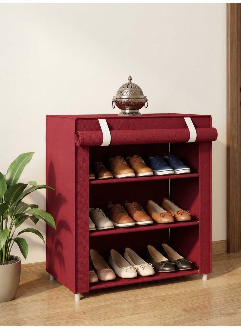 CKIKH Multi-Tier Fabric Shoe Rack with Dustproof Cover, Extra Tall Large Capacity Space-Saving Steel Tube Shoe Cabinet for Entryway, Bedroom & Dormitory (Red) - Image 5