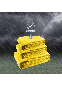 RK TRENDS RK Trends Tarpaulin Sheet Waterproof Tirpal Tadpatri Tharpai Thadika Heavy Duty Poly Tadpatri with Aluminium Eyelets Every Coners Multipurpose 120 GSM Plastic Cover Yellow 12 X 15  - Image 4