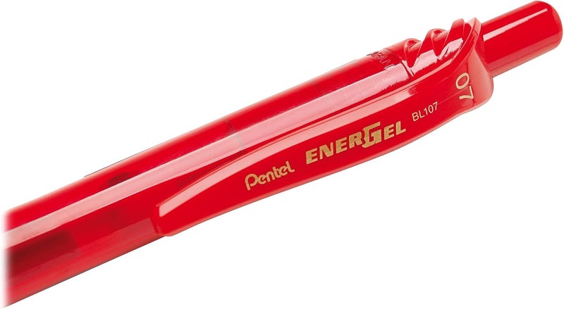 بنتل قلم جل Pentel Energel-X بطرف معدني - أحمر، عبوة من 12 قلمًا - Image 3
