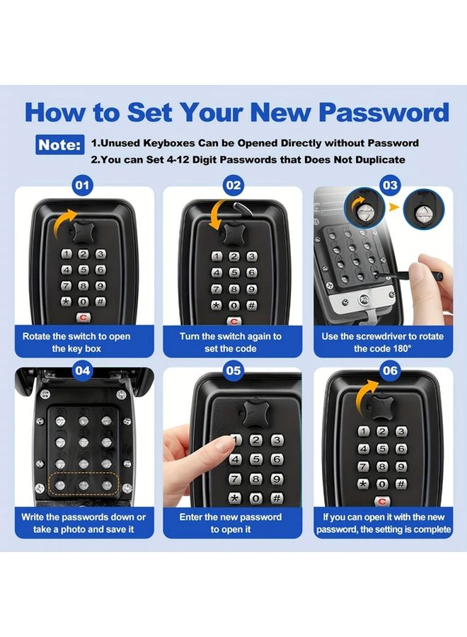 Digital Key Safe 12 Digit Code Waterproof Rustproof Wall Mounted Large Outdoor Key Box - Image 5