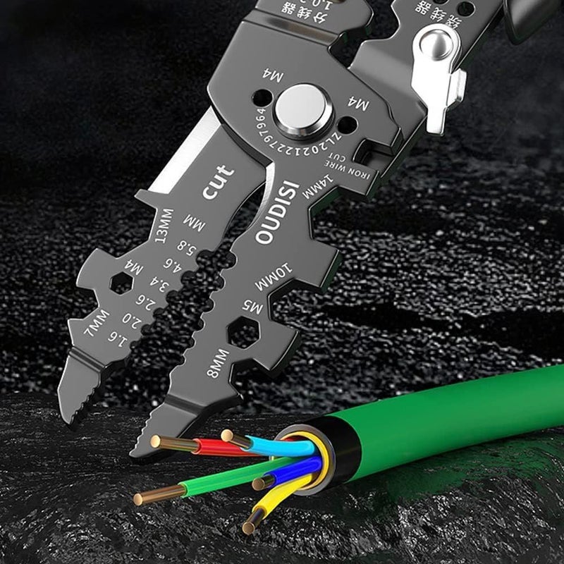 GIRGIT 25in1 Multifunction Wire Strippers Electeical 8 inch Wire Crimping Tool Wire Cutter Professional Electrician Pliers Tools and Cable Stripper for Cutting Stripping Shearing  - Image 3