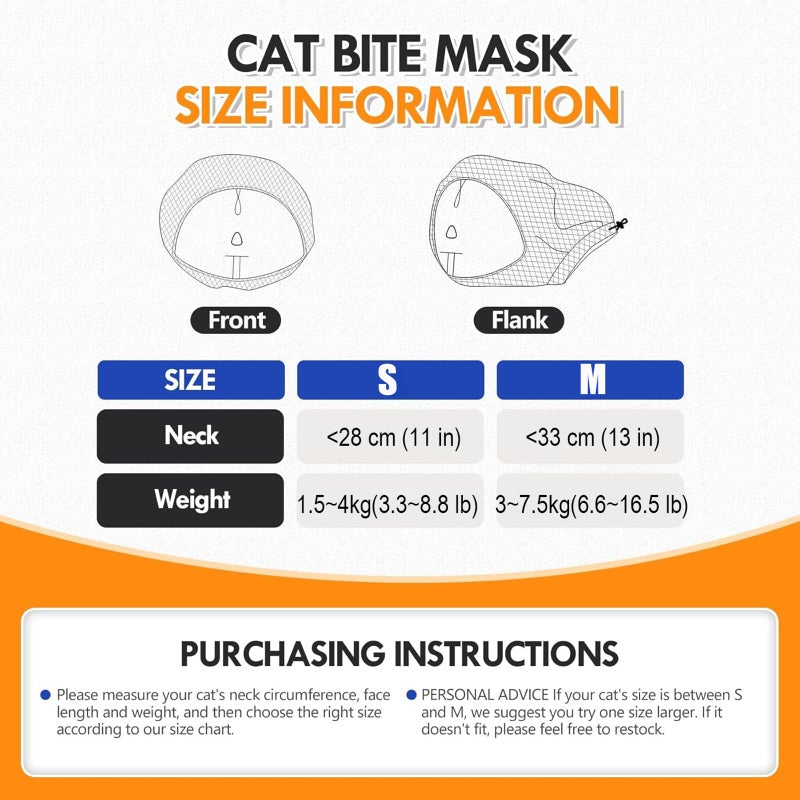 YUCCA Cat Muzzle Adjustable Anti-Bite Head Cover - Breathable Grooming Mask for Nail Trimming, Bathing & Vet Injections, Safe Fit for Cats (M) - Image 5