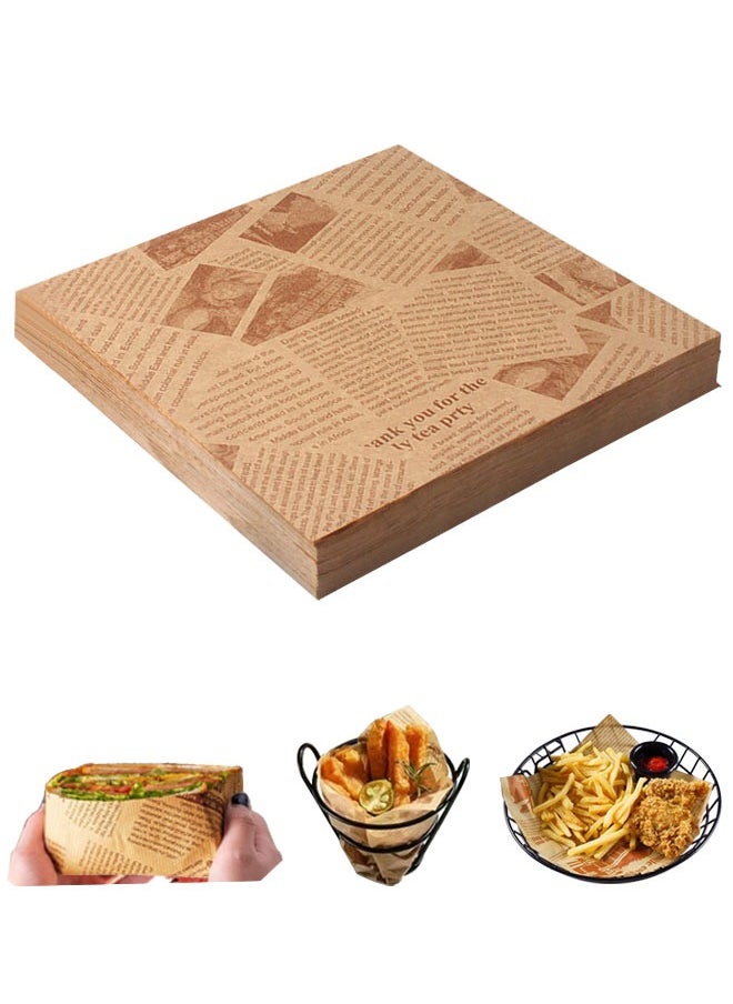 HAWAWA 100Pcs Parchment Paper Wax Paper Sheets for Food, Sandwich Wrapping Paper, Basket Liners Food Picnic Paper Sheets Greaseproof Wrapping Sheets, 25x25cm  - Image 1