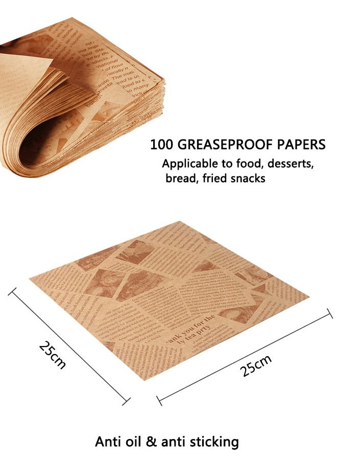 HAWAWA 100Pcs Parchment Paper Wax Paper Sheets for Food, Sandwich Wrapping Paper, Basket Liners Food Picnic Paper Sheets Greaseproof Wrapping Sheets, 25x25cm  - Image 2