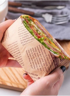 وهاواي 100Pcs Parchment Paper Wax Paper Sheets for Food, Sandwich Wrapping Paper, Basket Liners Food Picnic Paper Sheets Greaseproof Wrapping Sheets, 25x25cm  - Image 3