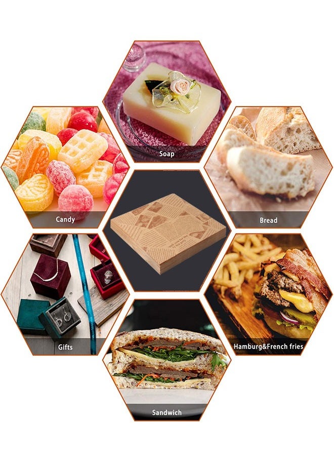 HAWAWA 100Pcs Parchment Paper Wax Paper Sheets for Food, Sandwich Wrapping Paper, Basket Liners Food Picnic Paper Sheets Greaseproof Wrapping Sheets, 25x25cm  - Image 5