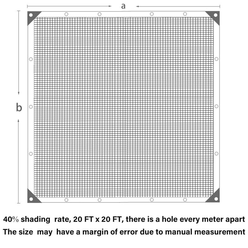 winemana 40% Black Shade Cloth, 20 x 20 FT Durable Mesh Tarp with Grommets, Resistant Garden Sun Shade Netting, Shading Antifreezing for Pergola, Greenhouse, Plants Growing, Chicken Coop - Image 3