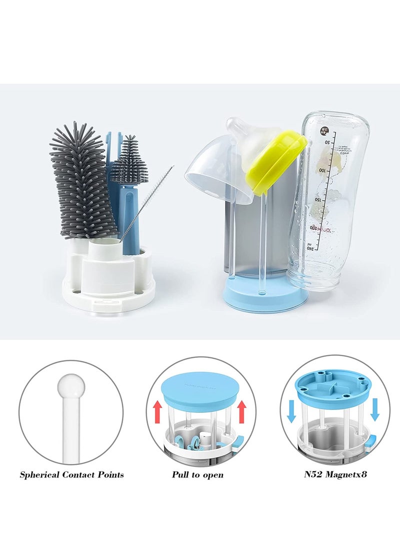 PYLCO SMART Baby Bottle Brush Kit Travel Feeding Bottle Cleaning Set Nursing Bottle Cleaner with Extendable Silicone Bottle Brush/Nipple Brush/Straw Brush/Drying Rack/Soap Dispenser - Image 2