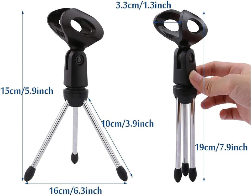 CLAPONE Mini Mic Stand Boom Arm Microphone Adjustable Suspension Boom Scissor Arm for Podcasting Gaming Recording Tripod Microphone (Black, Mini Mic Stand) - Image 2