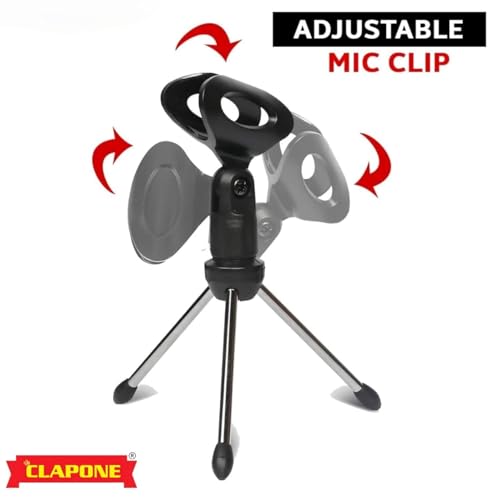 CLAPONE Mini Mic Stand Boom Arm Microphone Adjustable Suspension Boom Scissor Arm for Podcasting Gaming Recording Tripod Microphone (Black, Mini Mic Stand) - Image 5