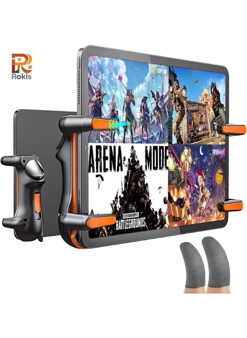 Rokis PUBG Controller for ipad, Six Way Shooting, Maximum Electric 24 Consecutive Strikes, 6/12/18/24 Taps, iPad/Tablet, Gaming Pad, High Sensitivity, High Precision, Shooting Buttons (Orange) - Image 1