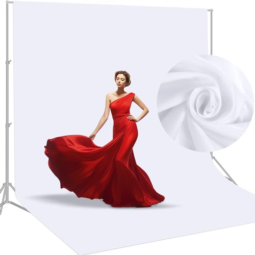 Aimosen 10 X 12 FT Large White Backdrop Background for Photography, Pure White Screen for Zoom Meeting, Polyester Cloth Fabric Curtain, Chromakey Video Photoshoot Studio YouTube Conference Streaming - Image 1