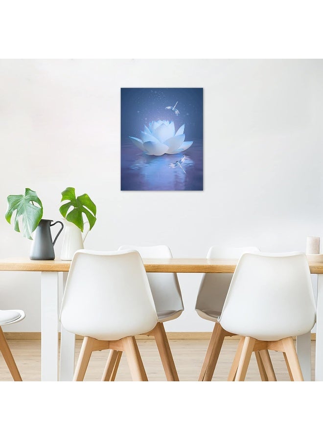 HVEST Dragonfly with Water Lily Flowers Wall Art - Image 2