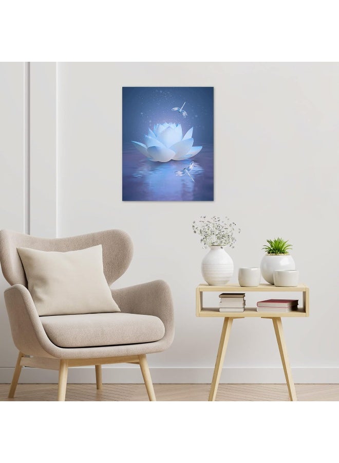 HVEST Dragonfly with Water Lily Flowers Wall Art - Image 3