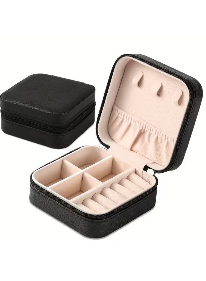 Travel Jewelry Box Organizer | Portable PU Leather Case with Compartments for Rings, Earrings & Necklaces - Image 3