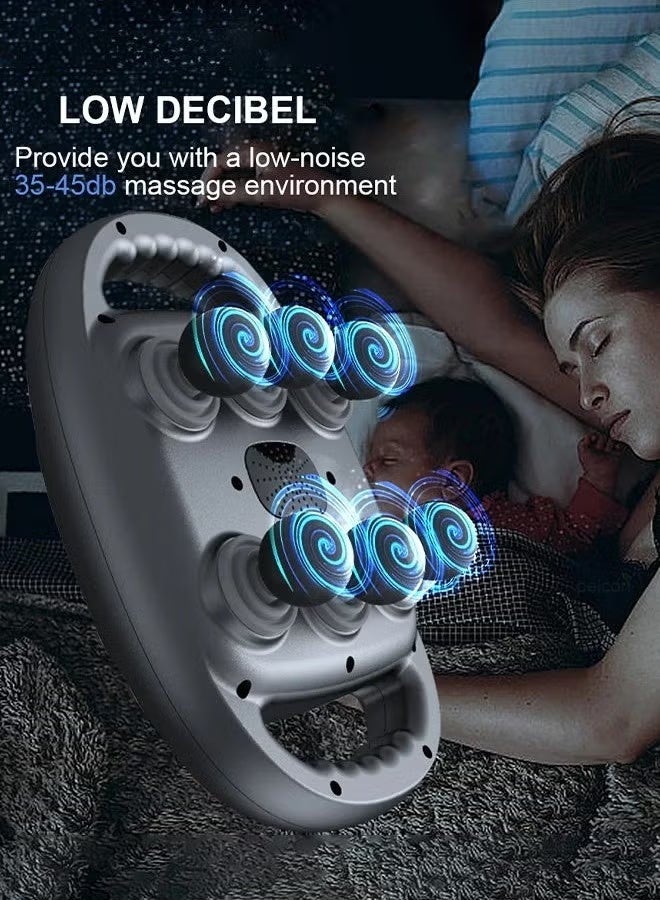 مسدس تدليك العضلات بمسدس اللفافة عالي التردد لتدليك الخصر الخلفي بستة رؤوس وكتف الجسم مسدس تدليك اللفافة الاحترافي - Image 4