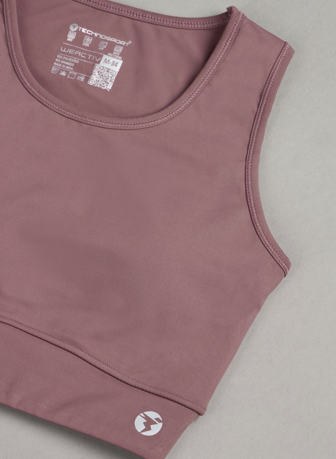 Technosport Solid Padded Sports Bra with Logo Detail  - Image 4