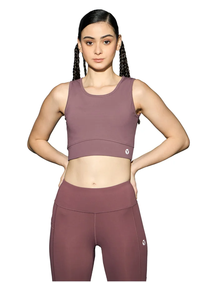 تكنوسبورت Solid Padded Sports Bra with Logo Detail