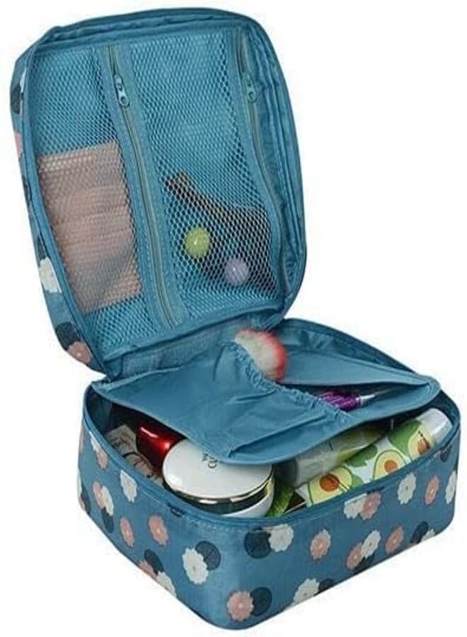 Weel Zones Travel Portable Cosmetic Makeup Case Organizer Travelling Storage Pouch Bag for Women Inner Ware Make Up Brush Toiletry Kit Holder Beauty Fashion Waterproof Organiser (Multicolor)