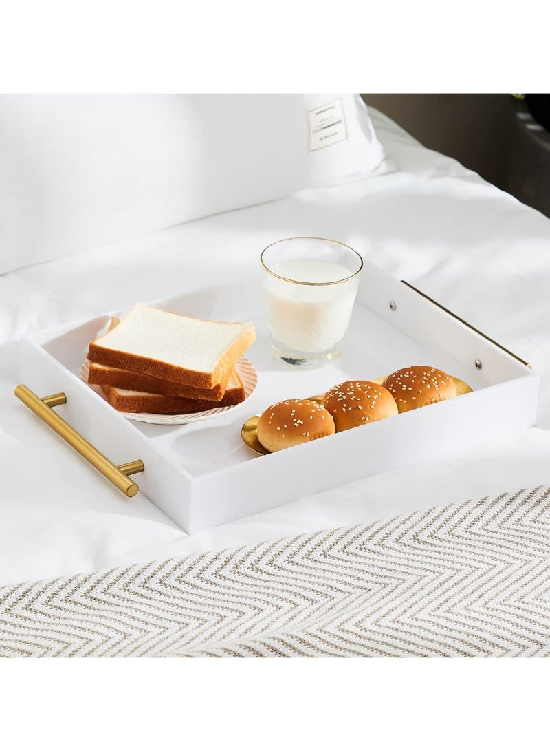 TPGP Glossy White Acrylic Lucite Serving Tray with Metal Handles,No Need to Assemble,11x14 Inch,Decorative Storage Organizer with Spill-Proof Design,Serving for Coffee,Breakfast,Dinner and More - Image 4