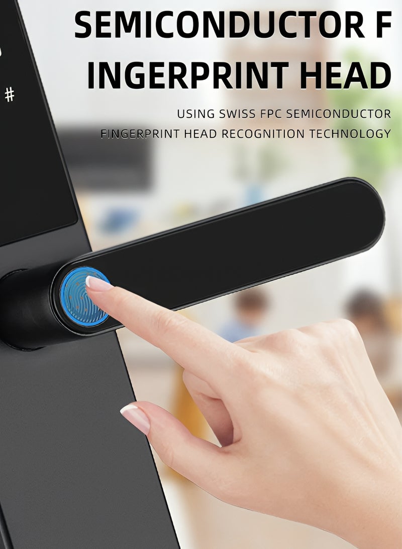 تايمي قفل باب ذكي واي فاي ببصمة الإصبع ولوحة مفاتيح وبطاقات ذكية، تحكم عن بُعد عبر تطبيق Tuya، قفل ذكي مناسب للأبواب الخشبية والفولاذية في المنزل والمكتب والفندق - Image 2