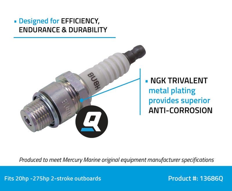 Quicksilver 13686Q NGK BU8H Semi-Surface Discharge Design Spark Plug, 1-Pack - Image 2