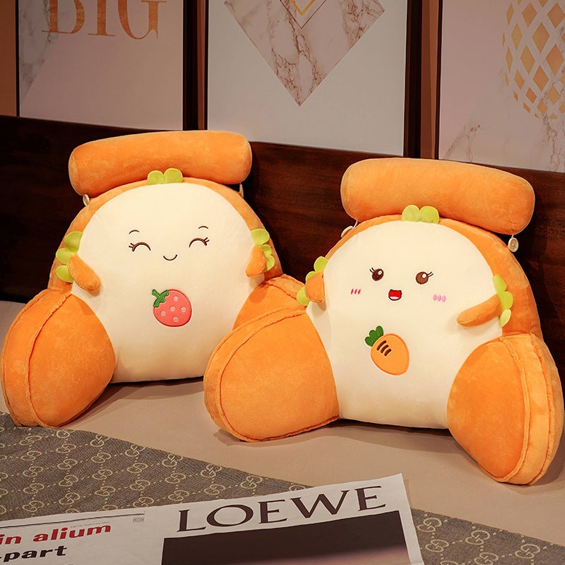 Cartoon Triangle Backrest Pillow with Lumbar Support – Plush Embroidery, Removable Cover, 60x40 cm - Image 3