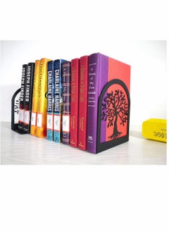 KASTWAVE Bookends, Heavy Duty Metal Bookends, Black Book Support, for Shelves, Anti Scratch, Non-Skid School Library Book Organizer, for Student Gift,1 Pair  - Image 2