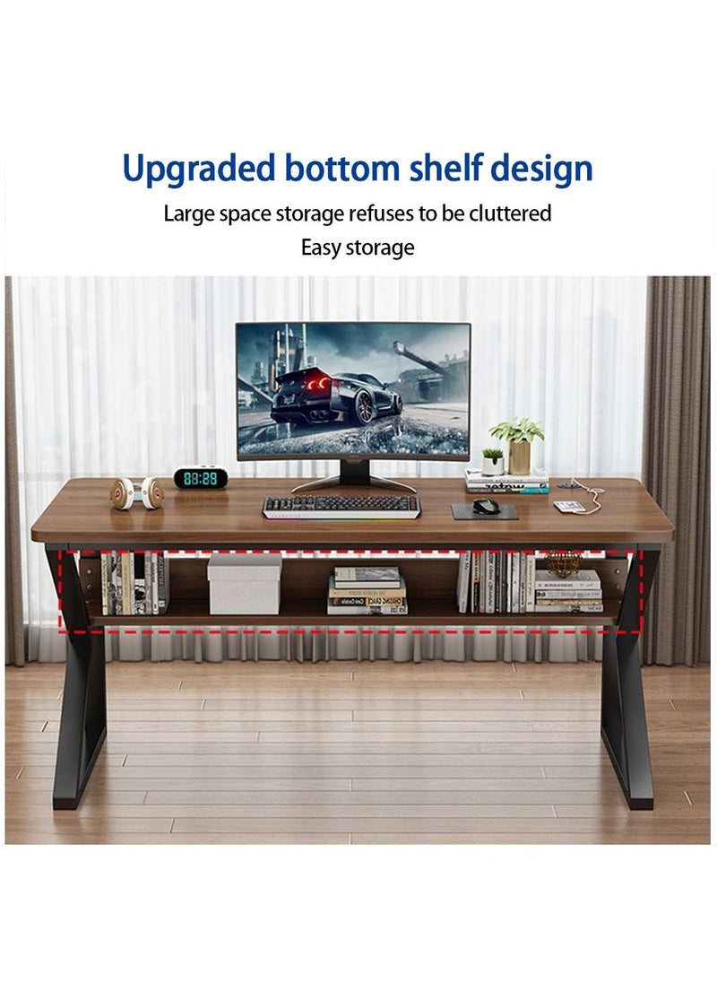 Arabest Gaming Desk, Computer Table with USB Charging Ports, Computer Desk for Home Office Gaming(100x76x60cm) Black Metal - Image 4