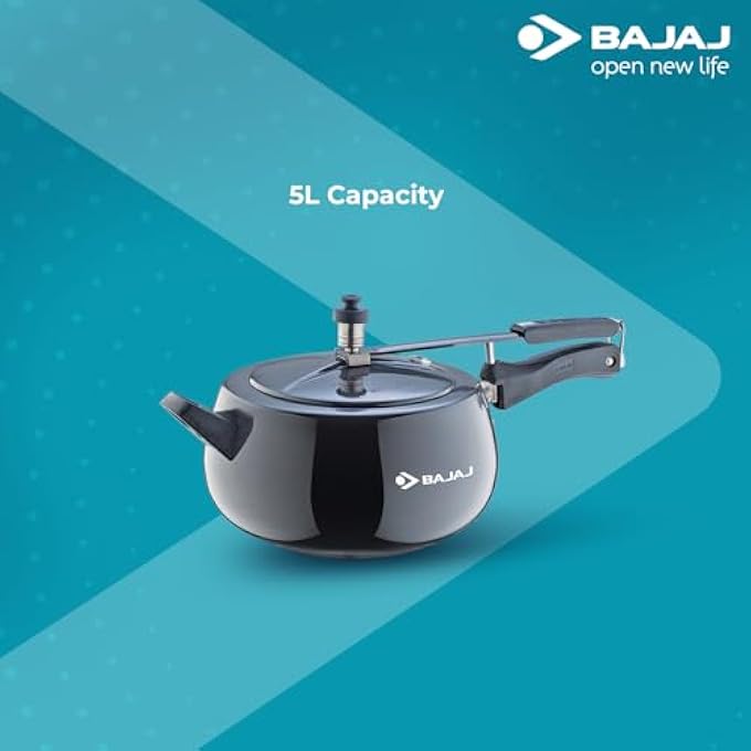 بجاج ماجيستي بي سي إكس 65 إتش دي، طنجرة ضغط يدوية من الألومنيوم سعة 5 لتر مع قاعدة حثية، لون أسود، معتمدة من ISI - Image 5