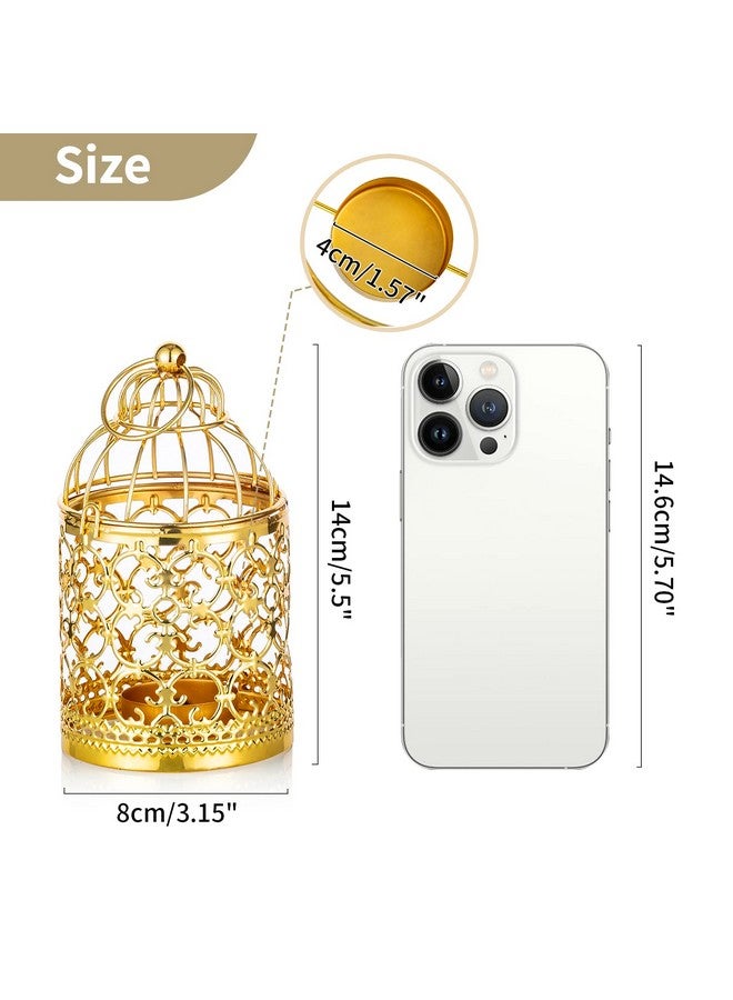 NUPTIO 6 Pcs Small Metal Tealight Hanging Birdcage Lantern, Vintage Decorative Centerpieces of Wedding, Party, Gold  - Image 5