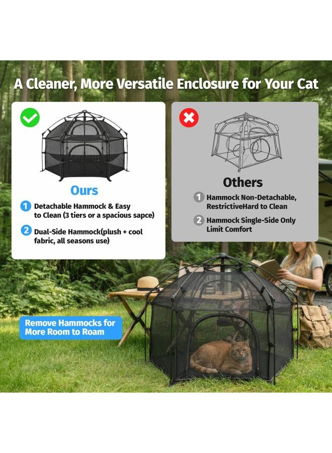 EighteenTek Catio Outdoor Cat Enclosure 3-Tier Pop up Cat Tent Playpen | Portable Kitten Catio Tower | Pet Playpen Indoor/Outdoor Cats Enclosed | Play Tents for Patio Balcony Courtyard Camping - Image 4