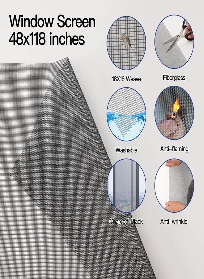 Yolovit Window Screen Door Repair Kit Include Window Screens Mesh 48"x118" with All Tools in Window Screen Replacement, - Image 4