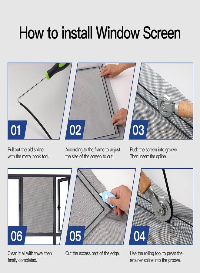 Yolovit Window Screen Door Repair Kit Include Window Screens Mesh 48"x118" with All Tools in Window Screen Replacement, - Image 3
